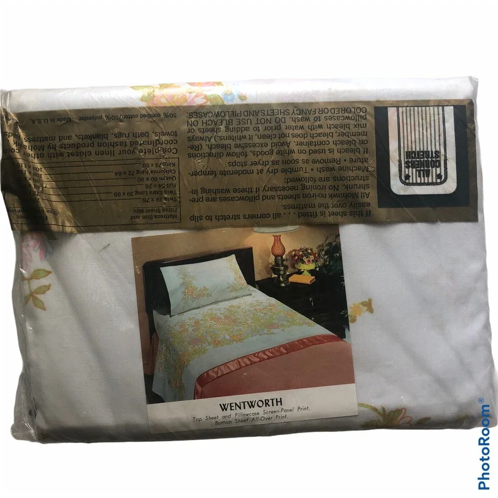 Vintage NEW Mohawk Percale Full Sized Fitted Bed Sheet Wentworth Floral